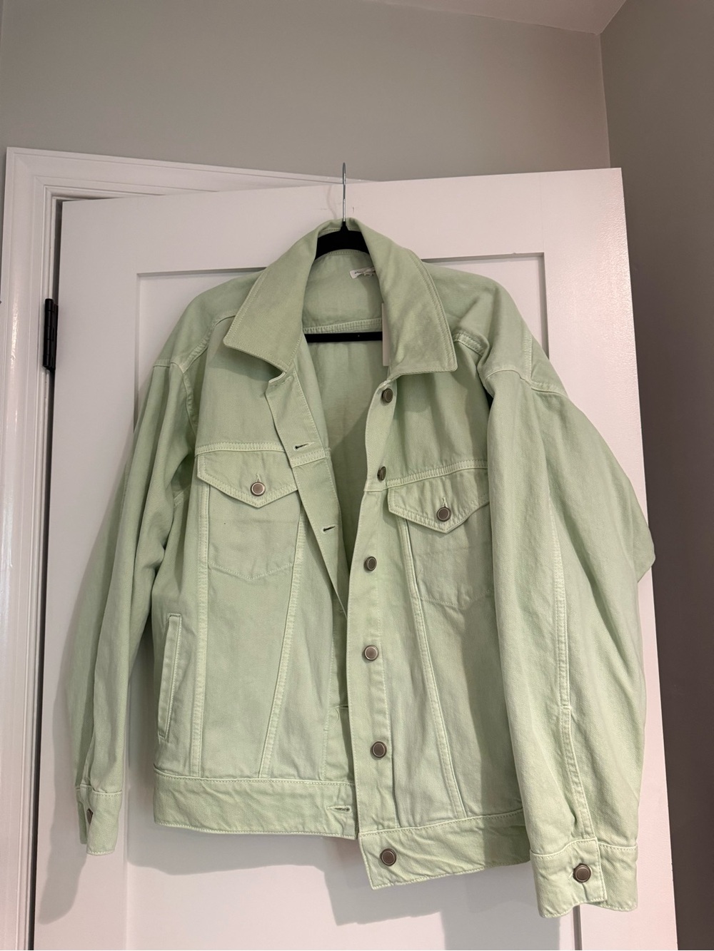 GOOD AMERICAN Light Green Women's Denim Jacket